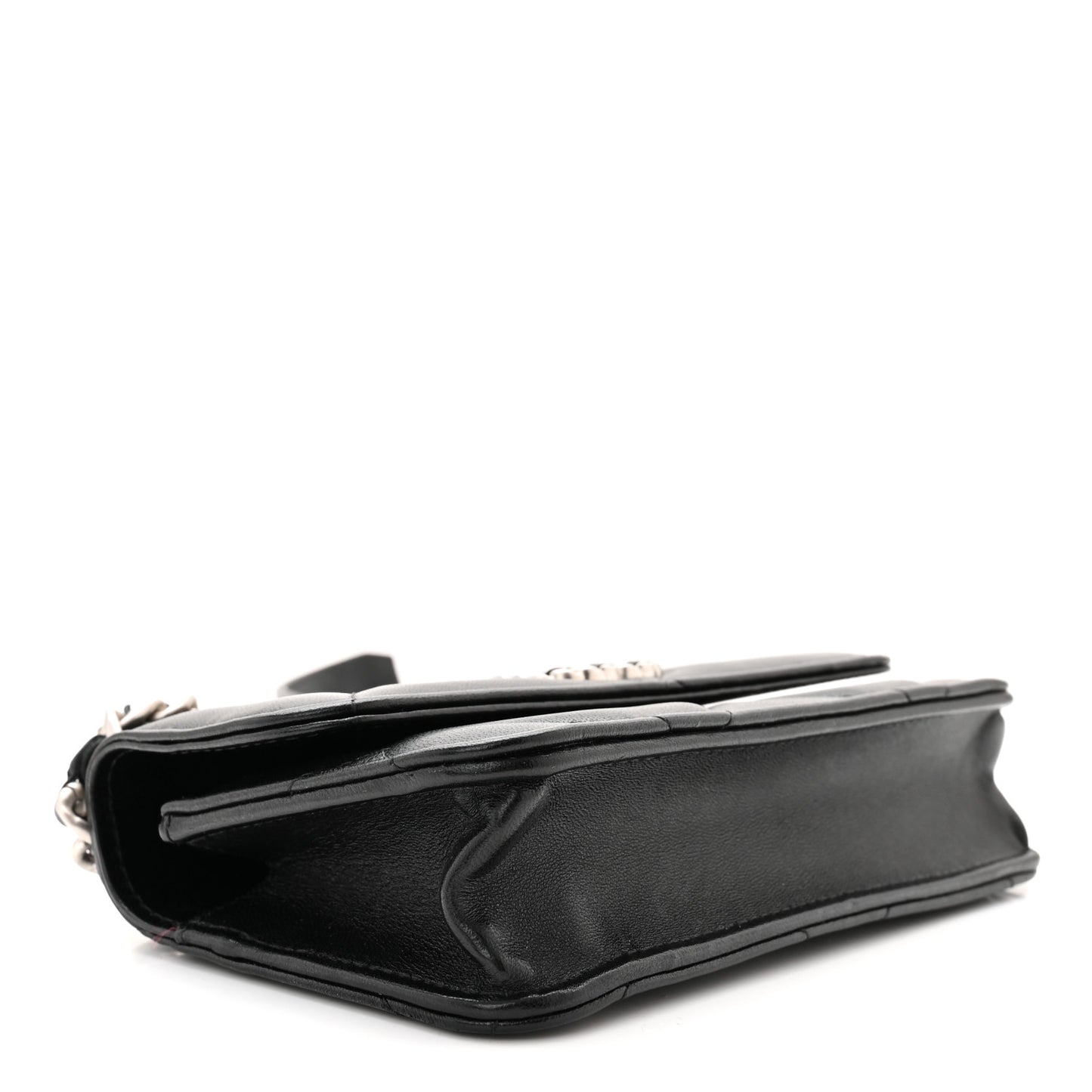 Lambskin Quilted Chanel 19 Flap Phone Holder With Chain Black