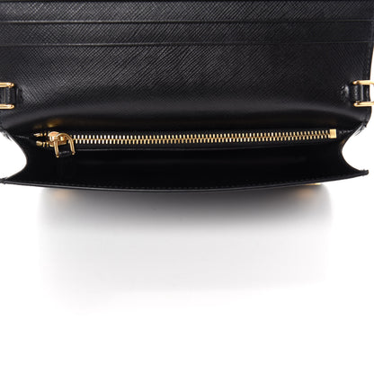 Prada Saffiano Metal Phone Wristlet Crossbody Wallet Black 5 of 9