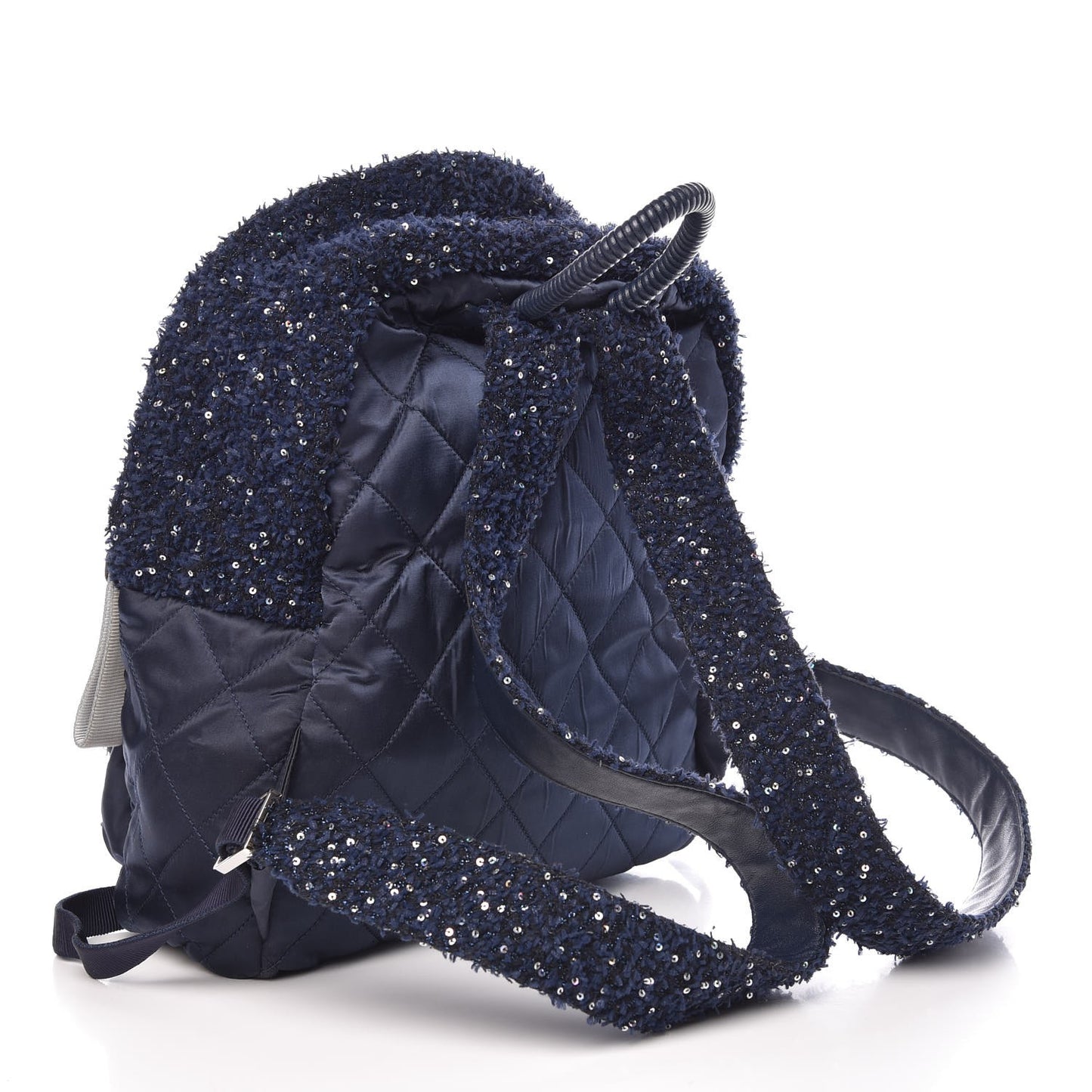 Tweed Nylon Quilted Astronaut Essentials Backpack Navy