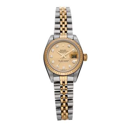 Rolex Stainless Steel 18K Yellow Gold Diamond 26mm Oyster Perpetual Datejust Watch Champagne 69173 1 of 4