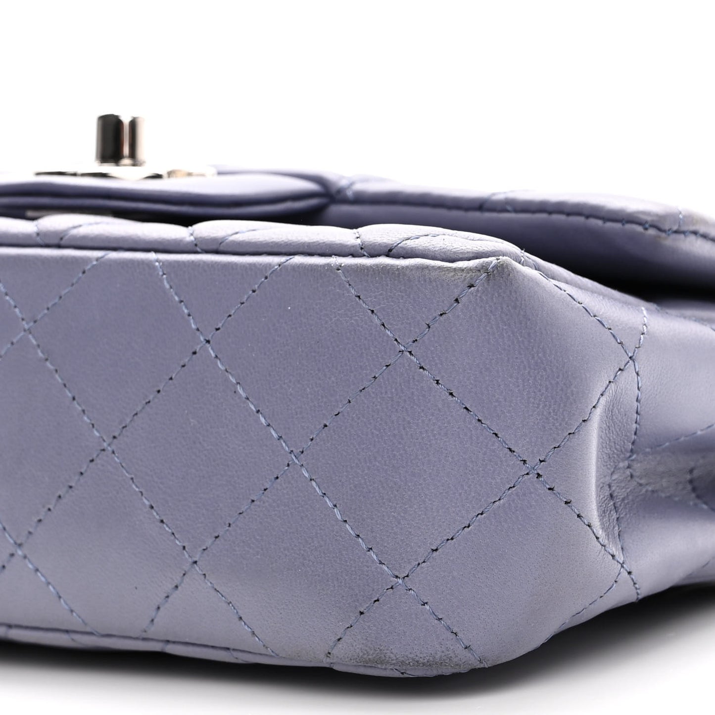 Lambskin Quilted Mini Rectangular Flap Light Purple