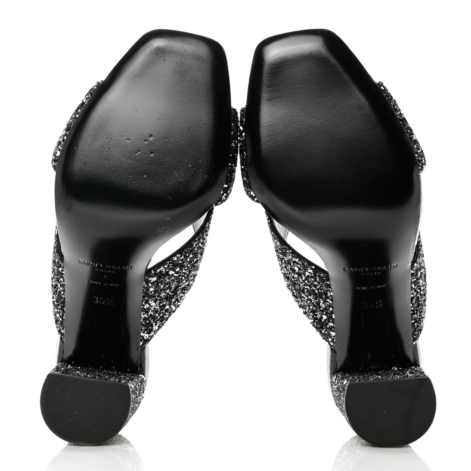 Saint Laurent Glitter LouLou 70 Mule Sandals 35.5 Black 5 of 9