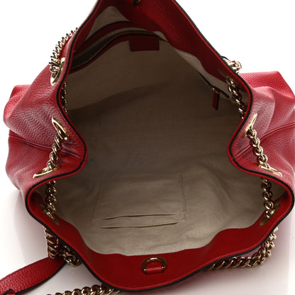 Gucci Cellarius Calfskin Medium Soho Chain Shoulder Bag Vibrant Red 5 of 14
