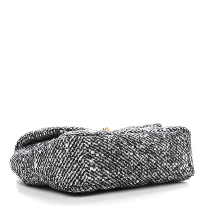 Chanel Tweed Quilted Medium Chanel 19 Flap Black White 3 of 8