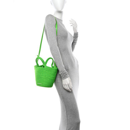 Balenciaga Nylon Lambskin Woven Mini Ibiza Basket With Strap Acid Green 2 of 10