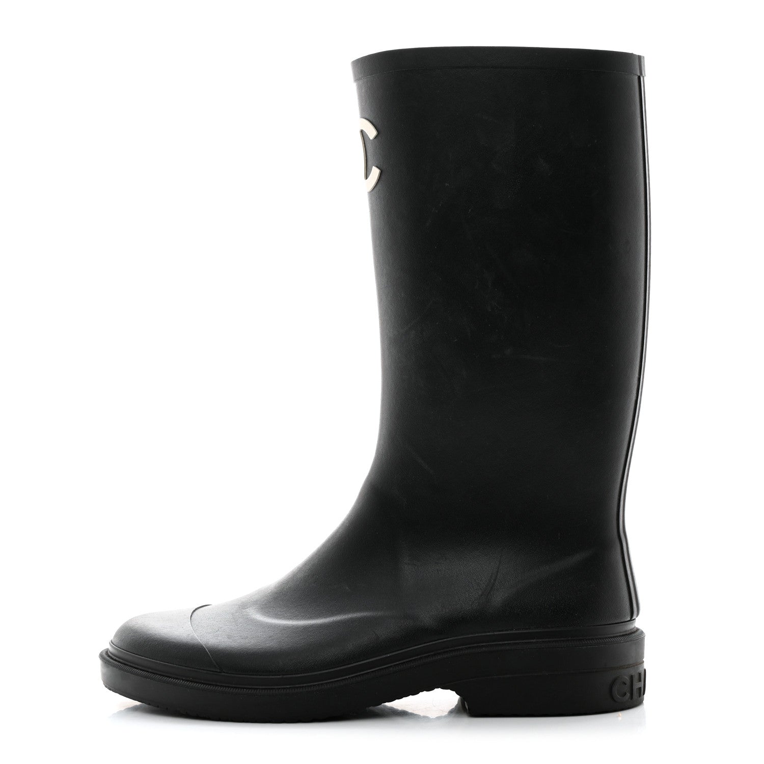 Chanel Caoutchouk CC High Boots 40 Black 1 of 8
