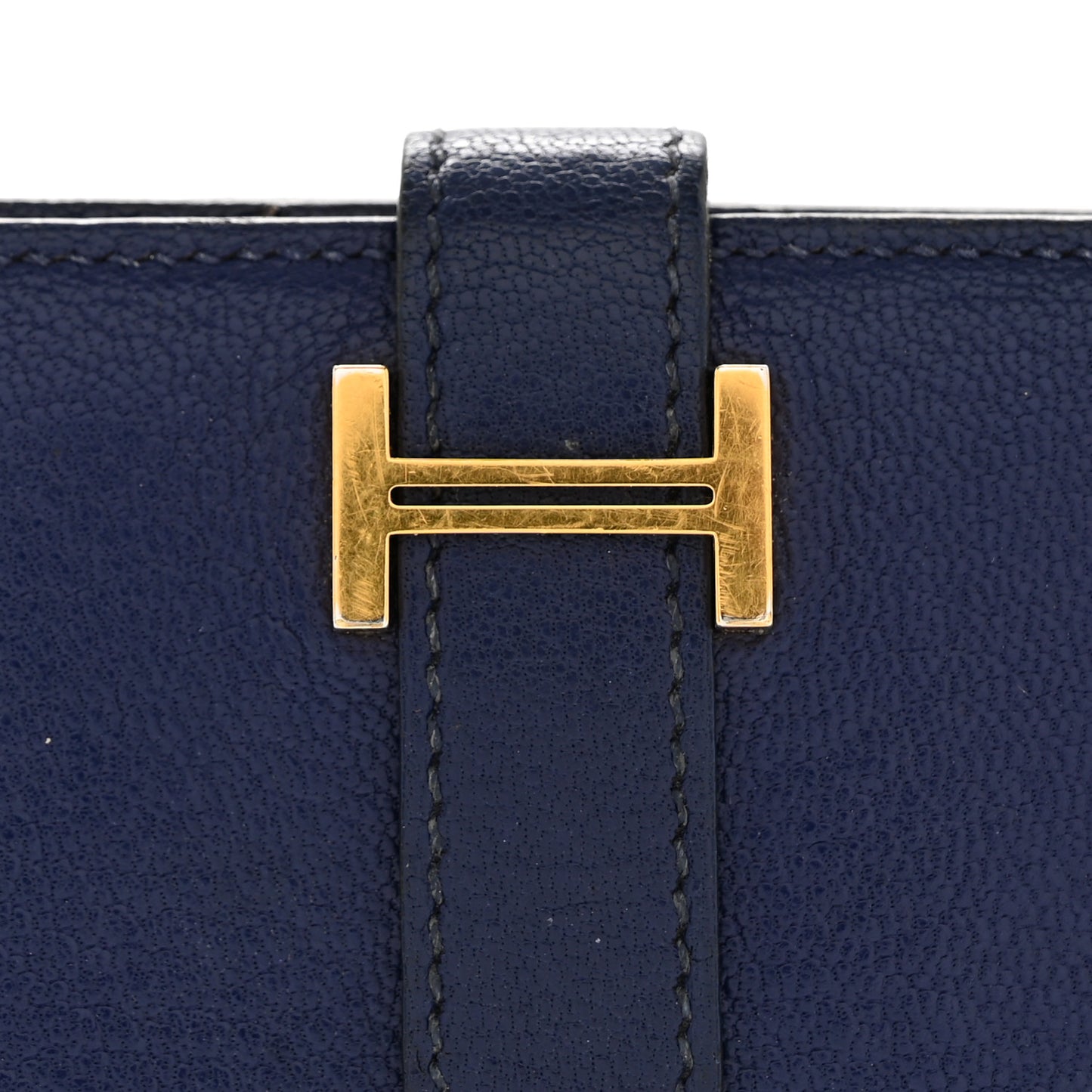 Chevre Mysore Bearn Compact Wallet Bleu Encre