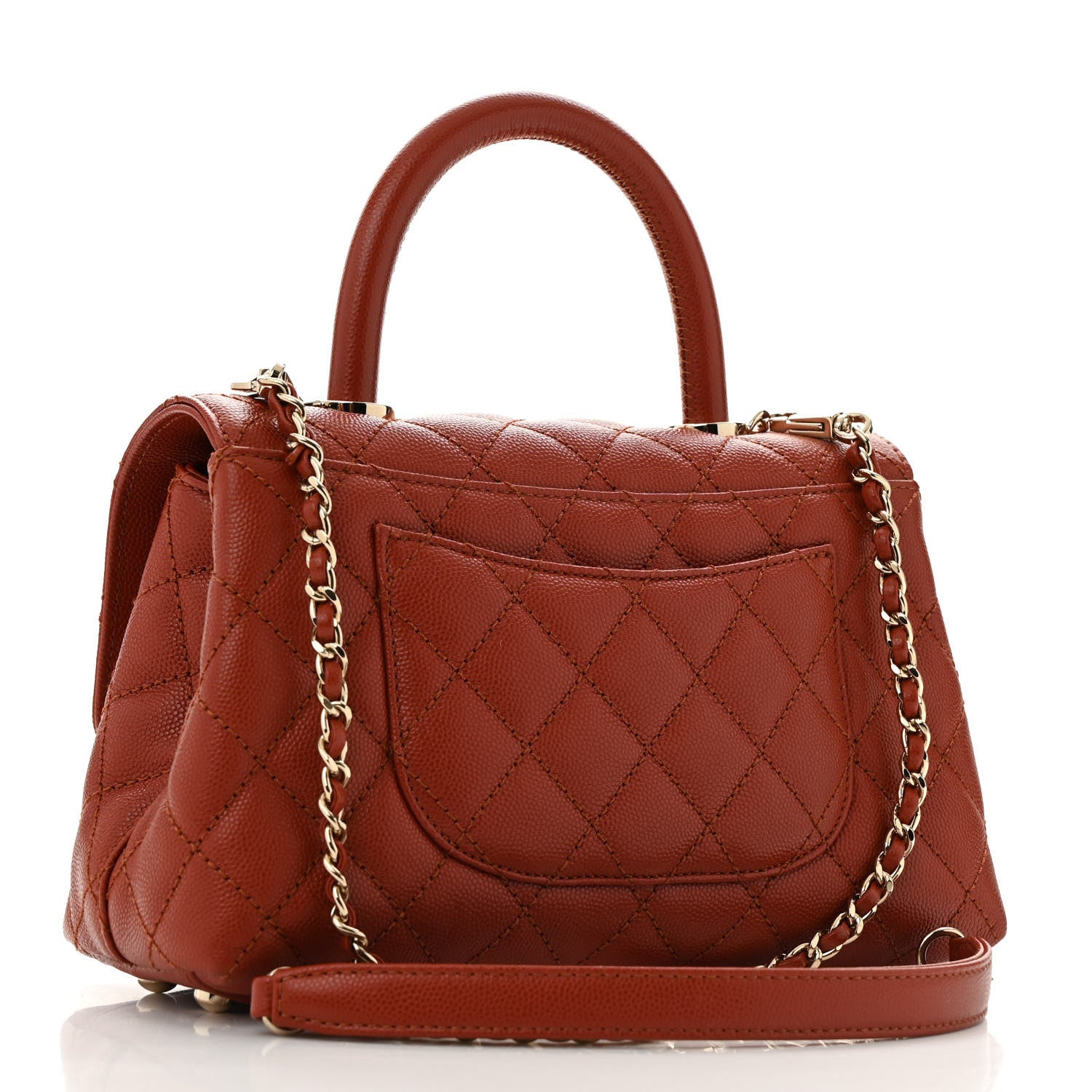 Chanel Caviar Quilted Mini Coco Handle Flap Dark Orange 3 of 12