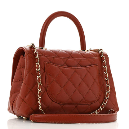 Chanel Caviar Quilted Mini Coco Handle Flap Dark Orange 3 of 12