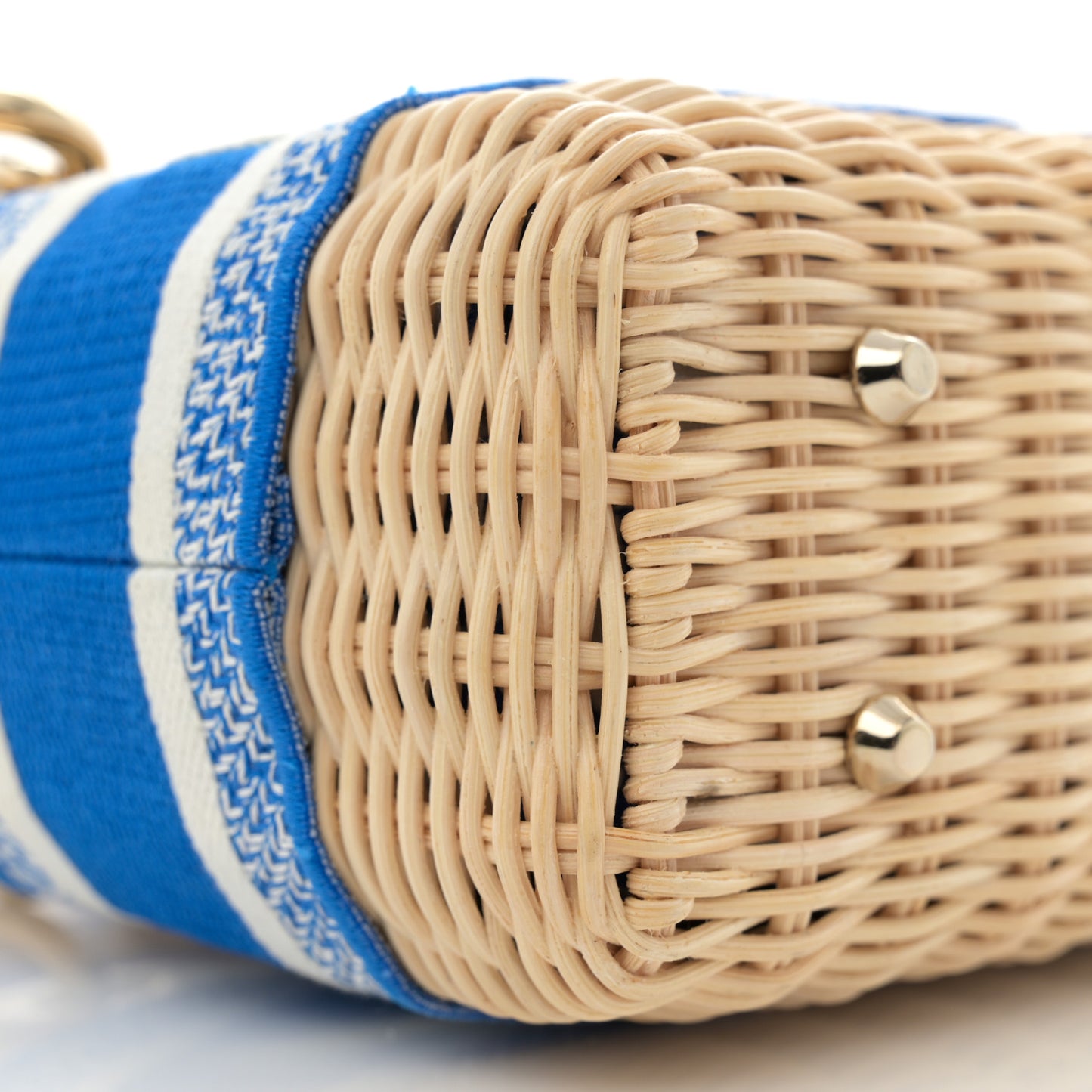 Wicker Oblique Mini Lady Dior Bag Florescent Blue