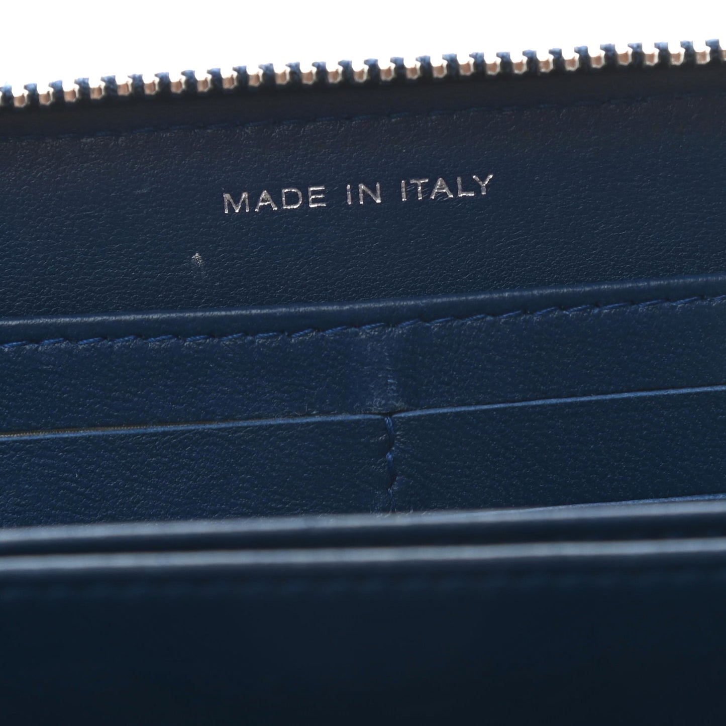 Lambskin Quilted Large Gusset Zip Around Wallet Dark Blue