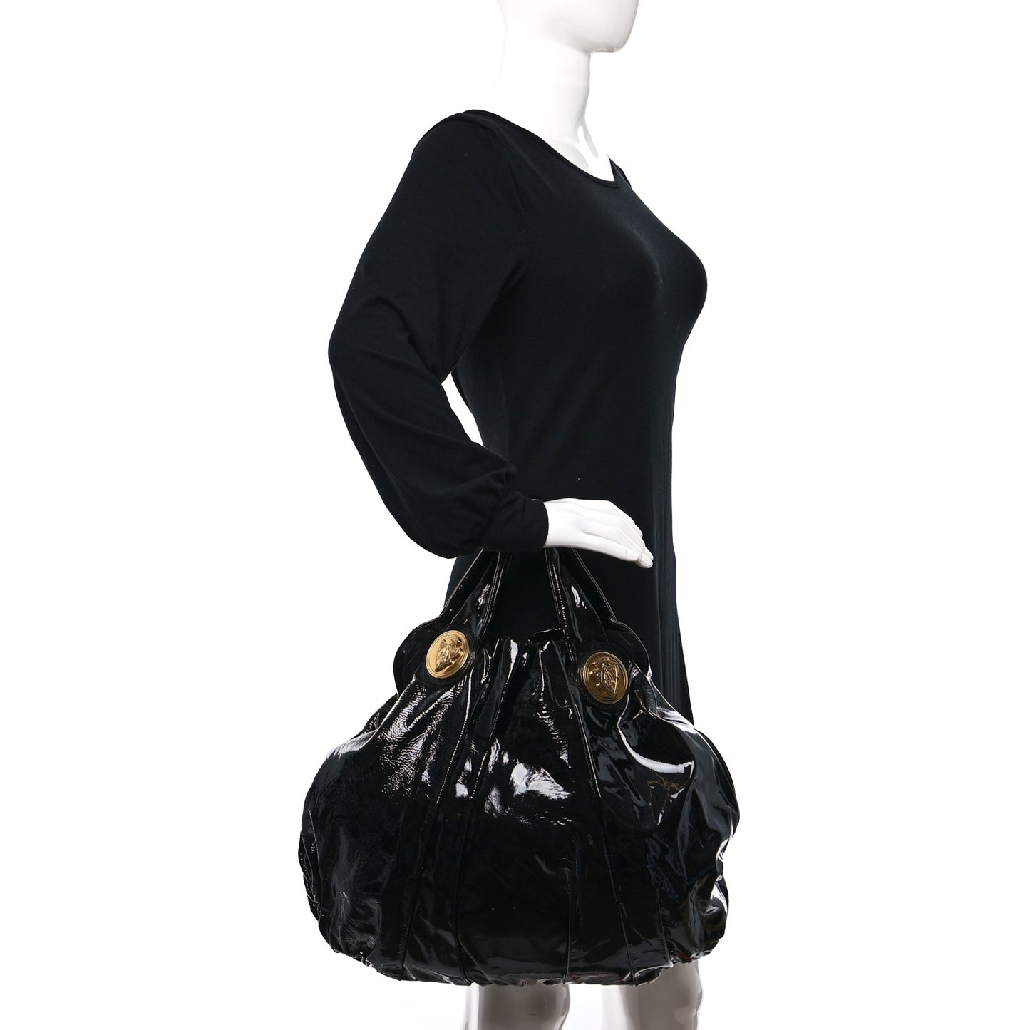 Patent Large Hysteria Top Handle Bag Black