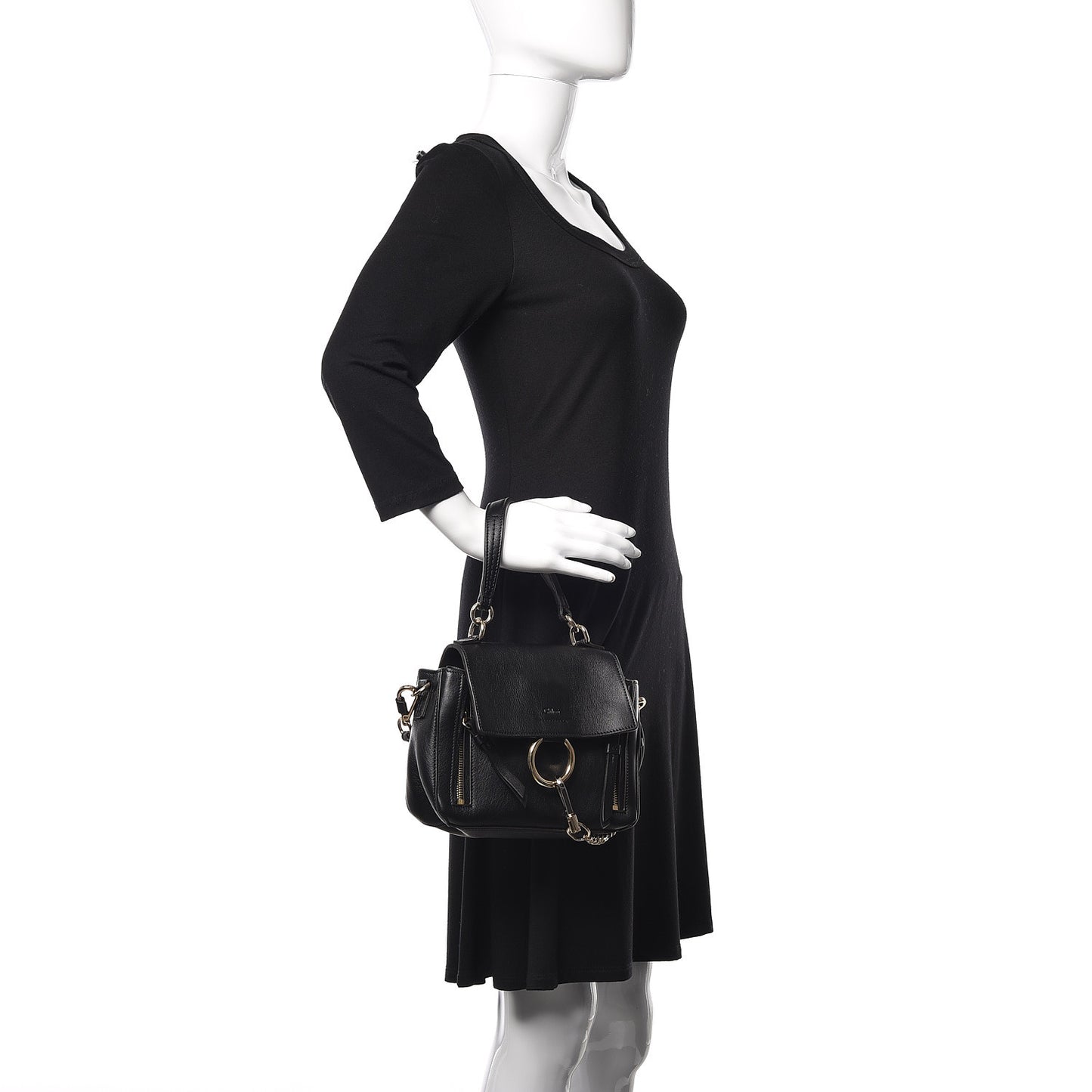 Calfskin Mini Faye Day Shoulder Bag Black