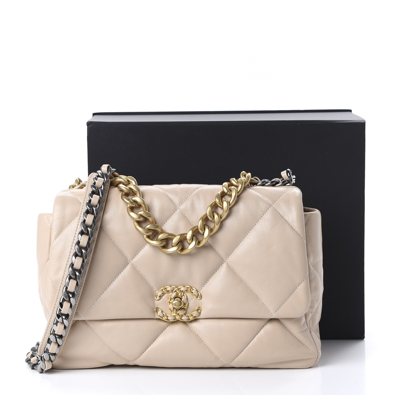 Chanel Lambskin Quilted Large 19 Flap Beige 11 of 11