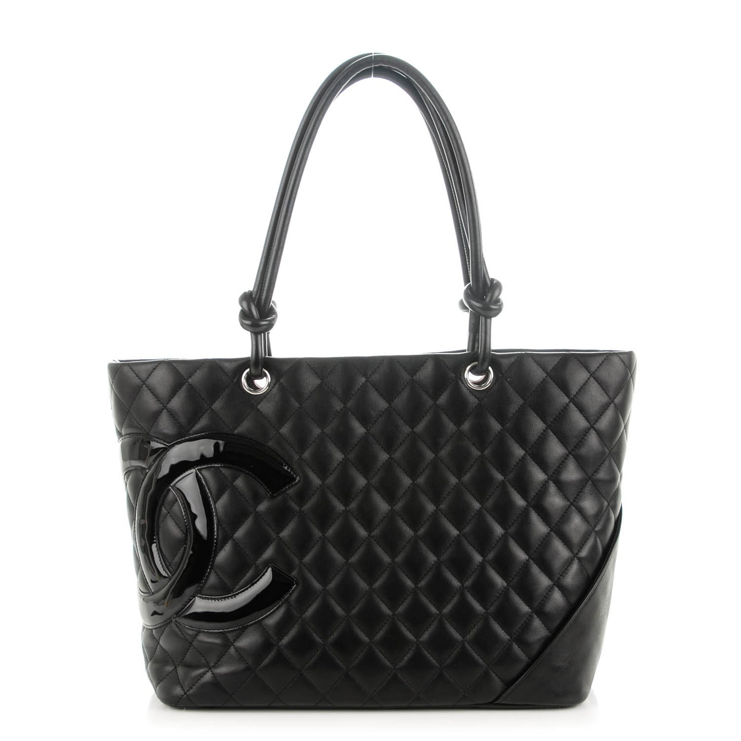 Calfskin Quilted Large Cambon Tote Black