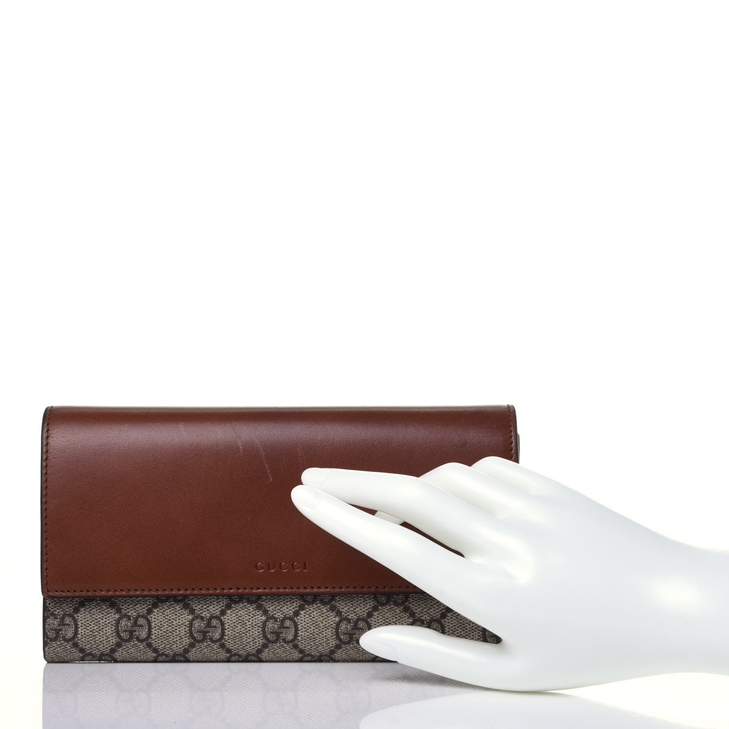 Gucci Calfskin GG Supreme Monogram Continental Wallet Brown 2 of 12
