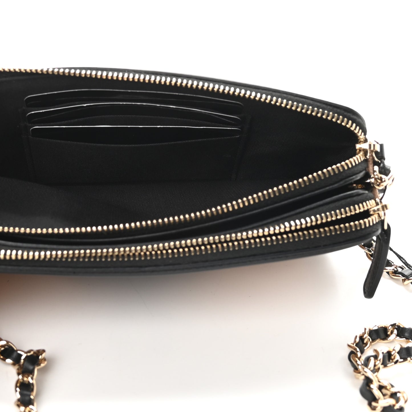 Caviar Quilted CC Filigree Clutch With Chain Beige Black