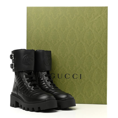 Gucci Nappa Frances GG Matelasse Platform Combat Boots 35.5 Black 9 of 9