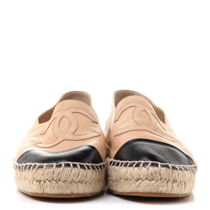 Chanel Lambskin CC Espadrilles 38 Beige Black 2 of 11