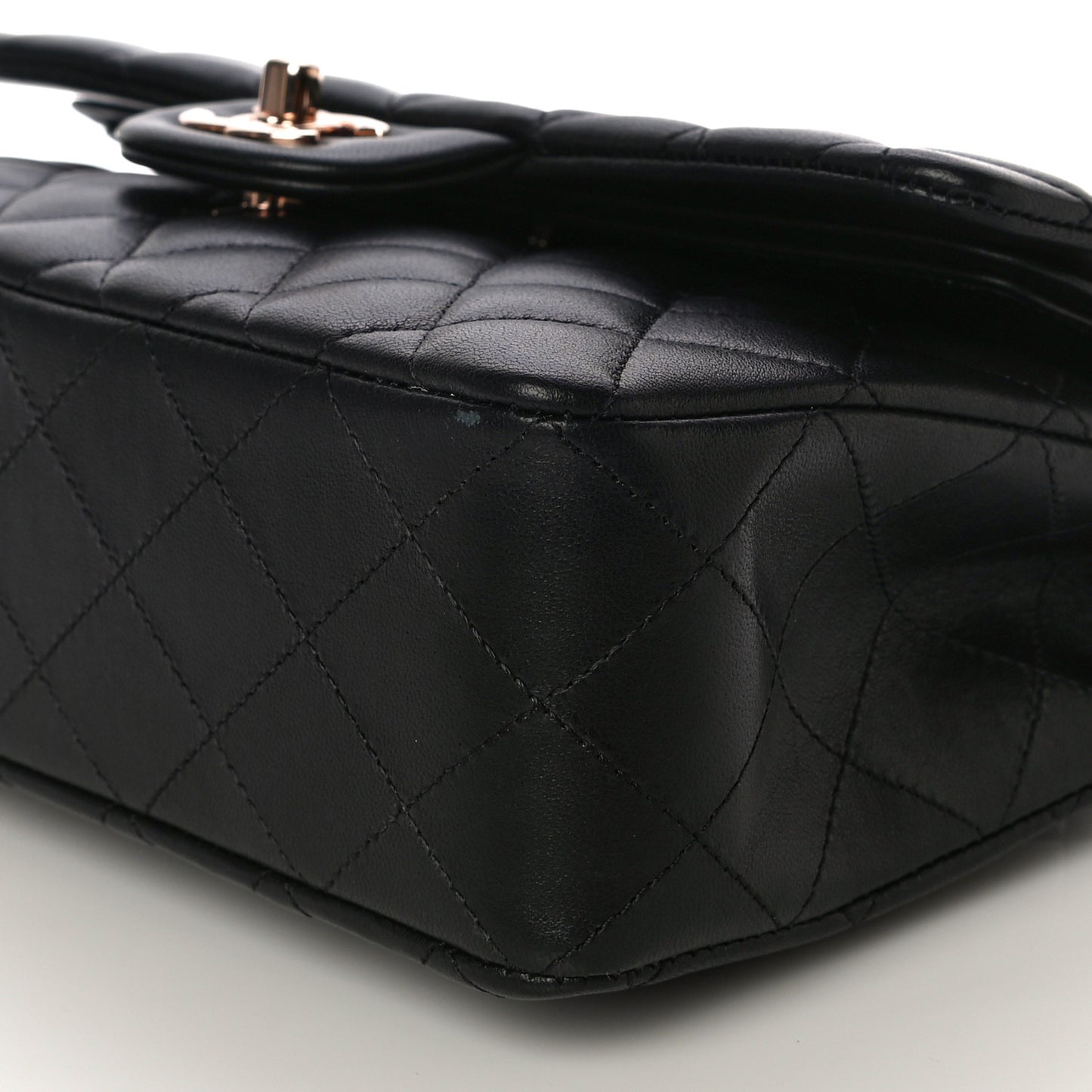 Lambskin Quilted Small Double Flap Black