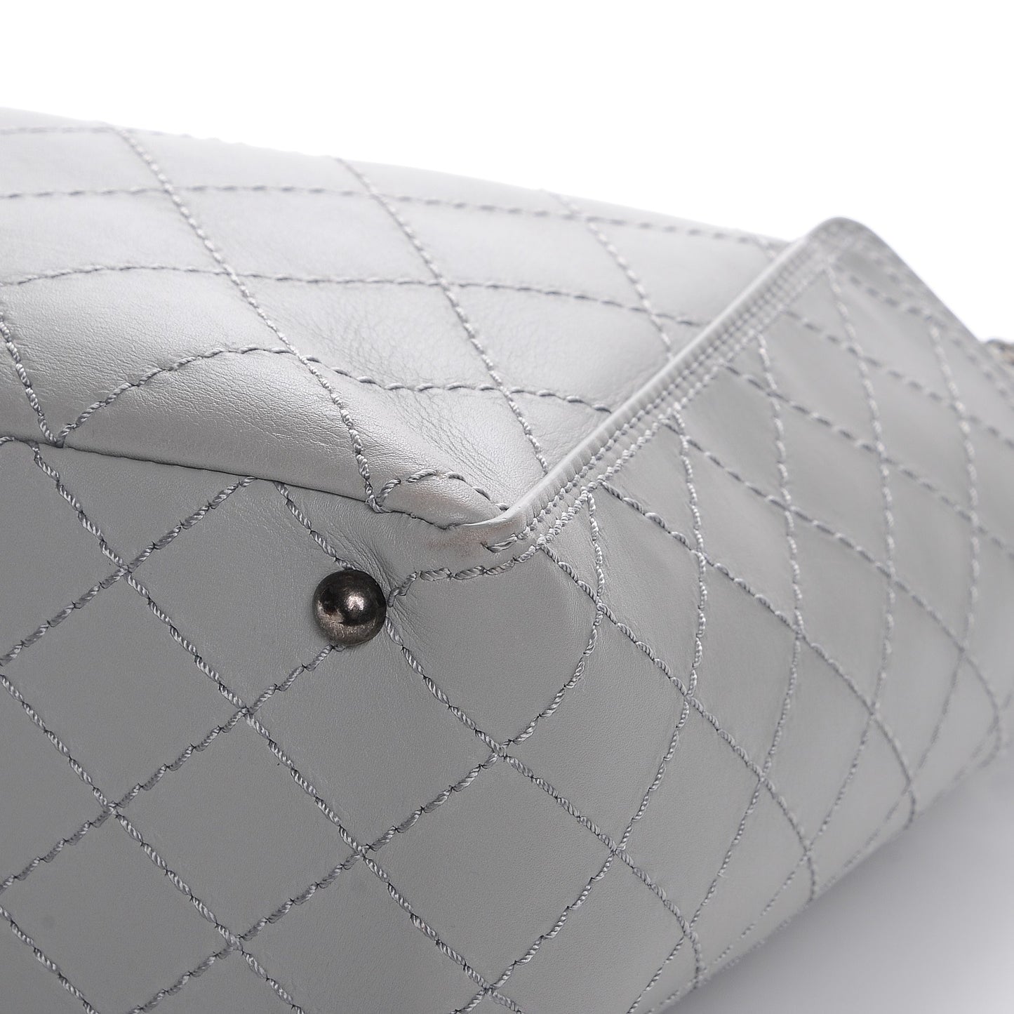 Calfskin Stitched CC Pocket Hobo Grey
