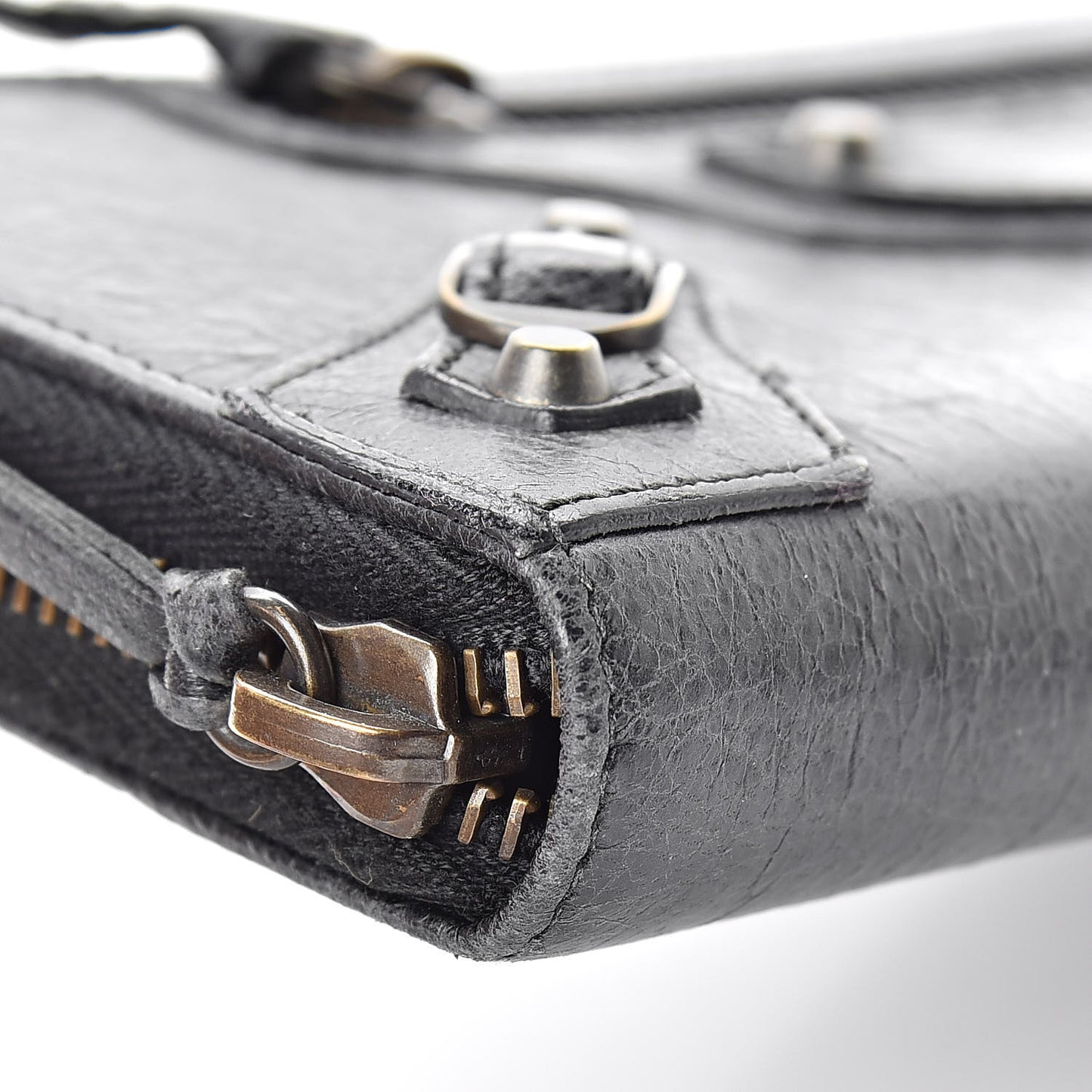 Agneau Classic Hardware Continental Zip Around Wallet Black
