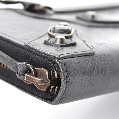 Balenciaga Agneau Classic Hardware Continental Zip Around Wallet Black 13 of 14