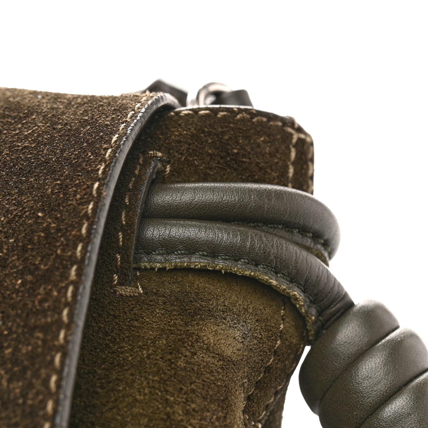 Loewe Suede Flamenco Satchel Bottle Green 12 of 15