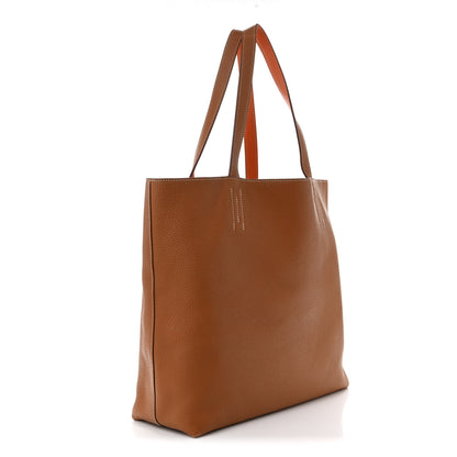 Hermes Taurillon Clemence Double Sens 45 Reversible Tote Orange Gold 4 of 22
