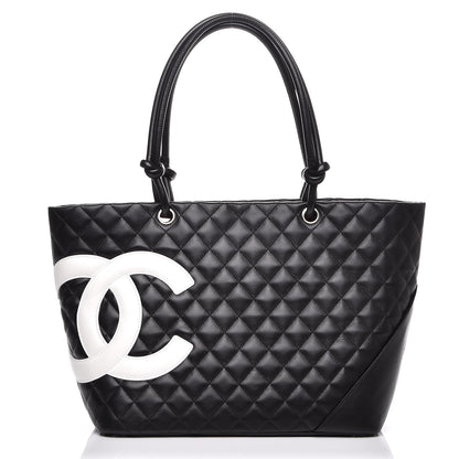 Chanel Calfskin Quilted Large Cambon Tote Black White 1 of 8