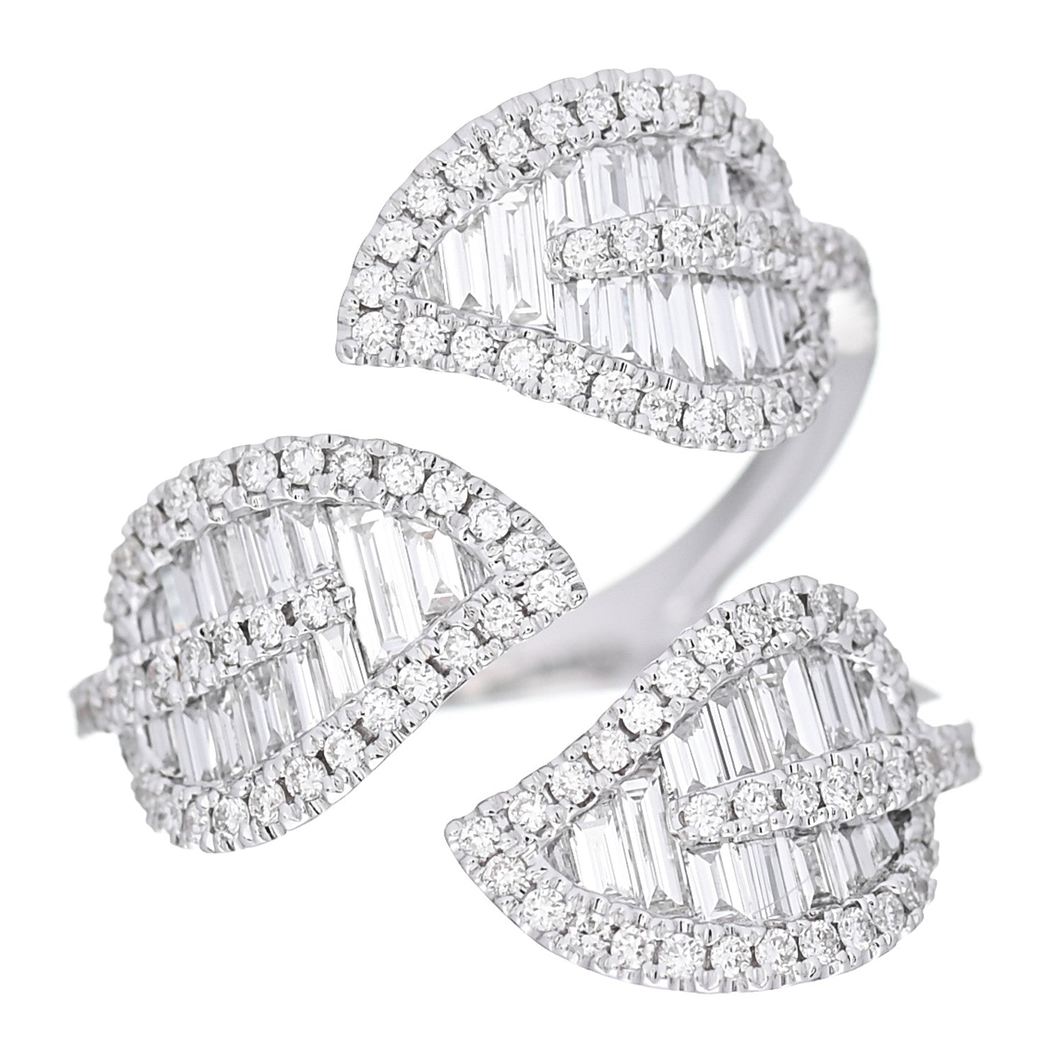 Anita Ko 18K White Gold Diamond Tri-Leaf Ring 49 5 1 of 4