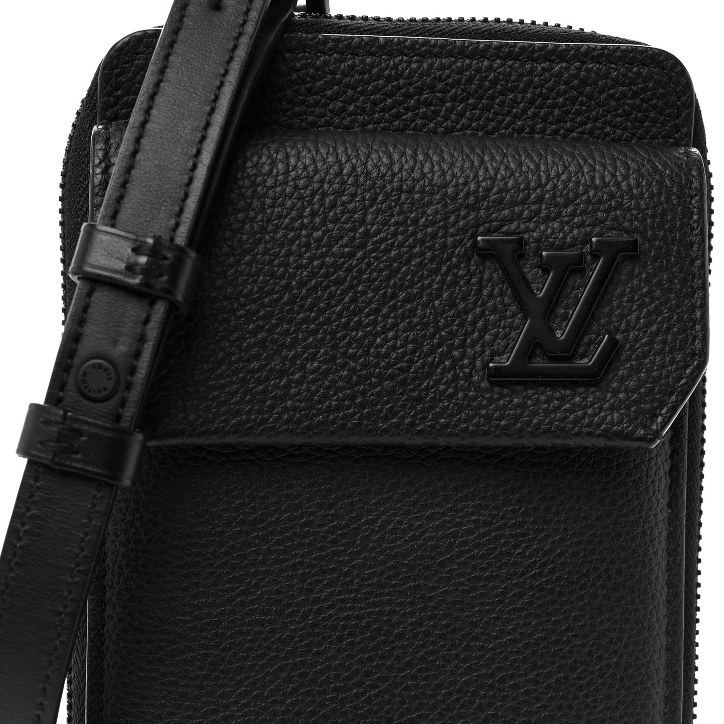 Grained Calfskin Aerogram Phone Pouch Black