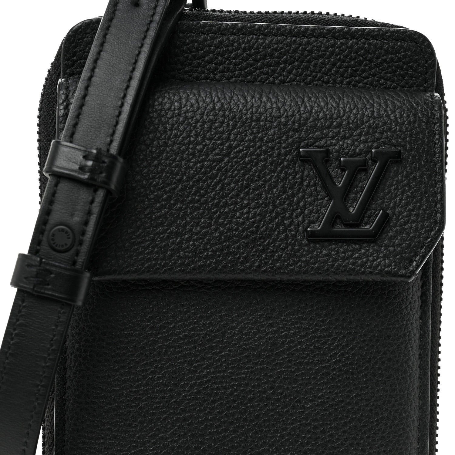 Louis Vuitton Grained Calfskin Aerogram Phone Pouch Black 7 of 9