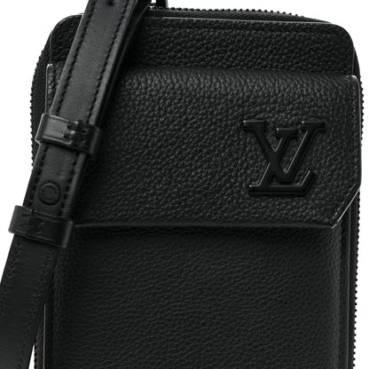 Louis Vuitton Grained Calfskin Aerogram Phone Pouch Black 7 of 9