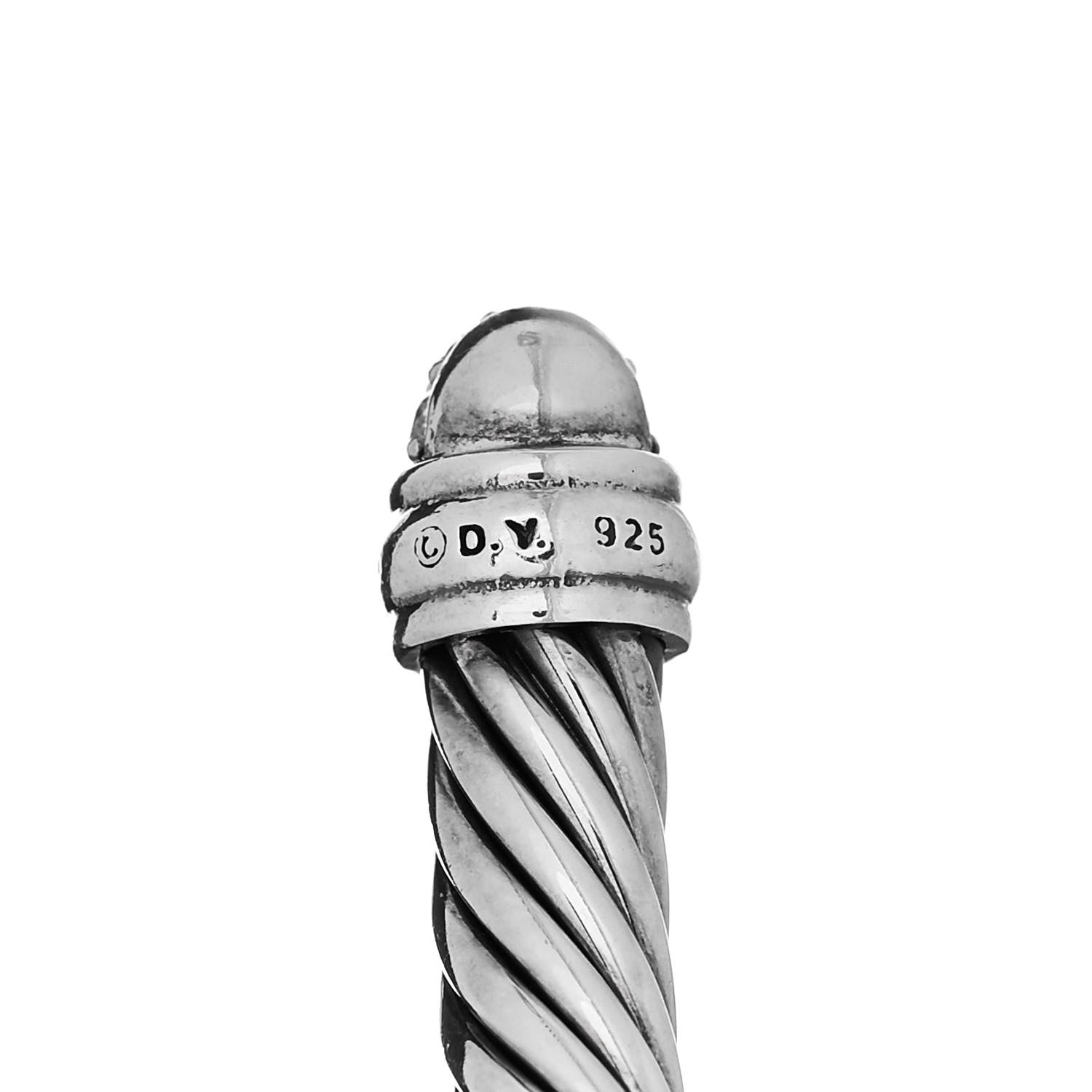 David Yurman Sterling Silver Pave Diamond 5mm Cable Classics Bracelet 3 of 4