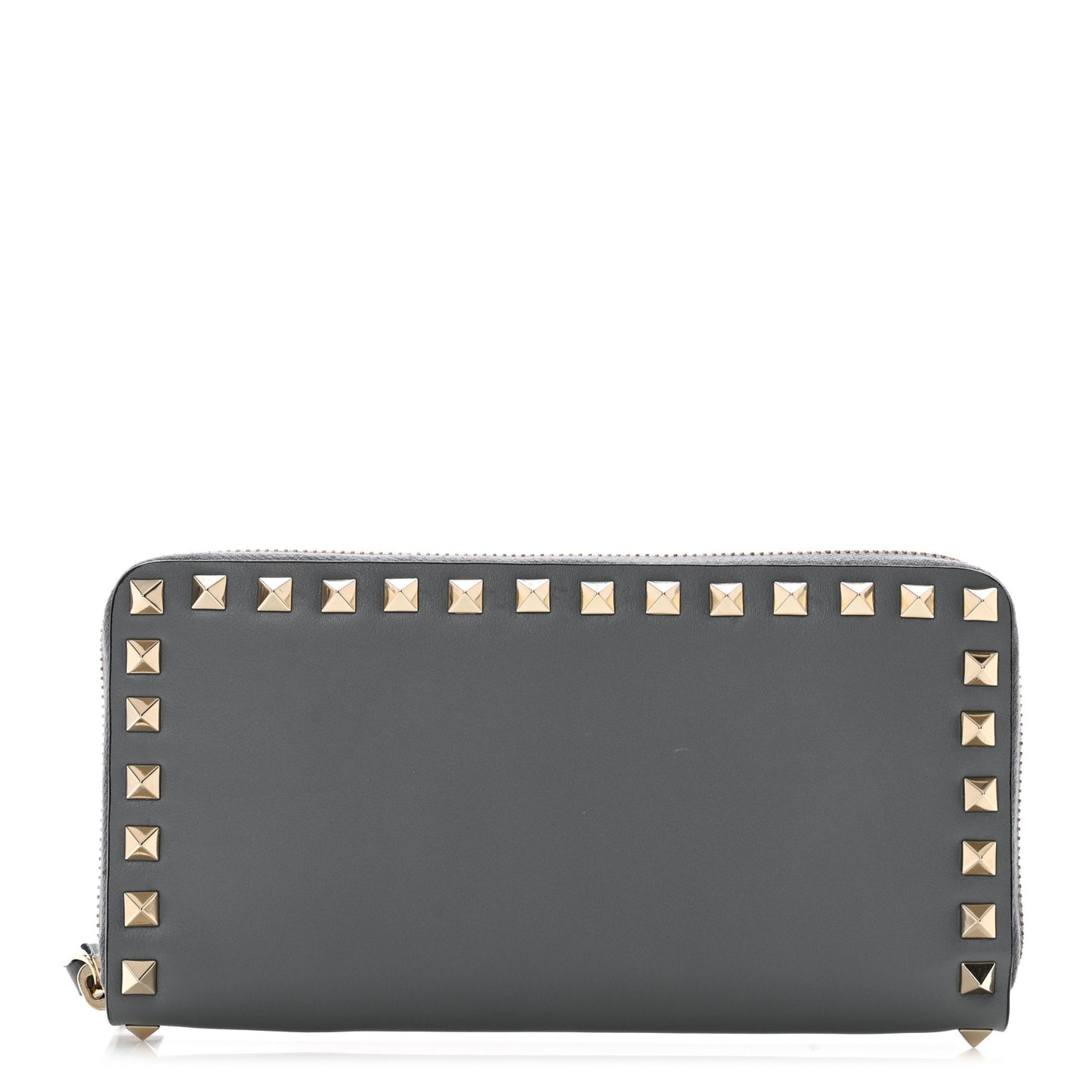 Vitello Rockstud Zip Around Wallet Stone