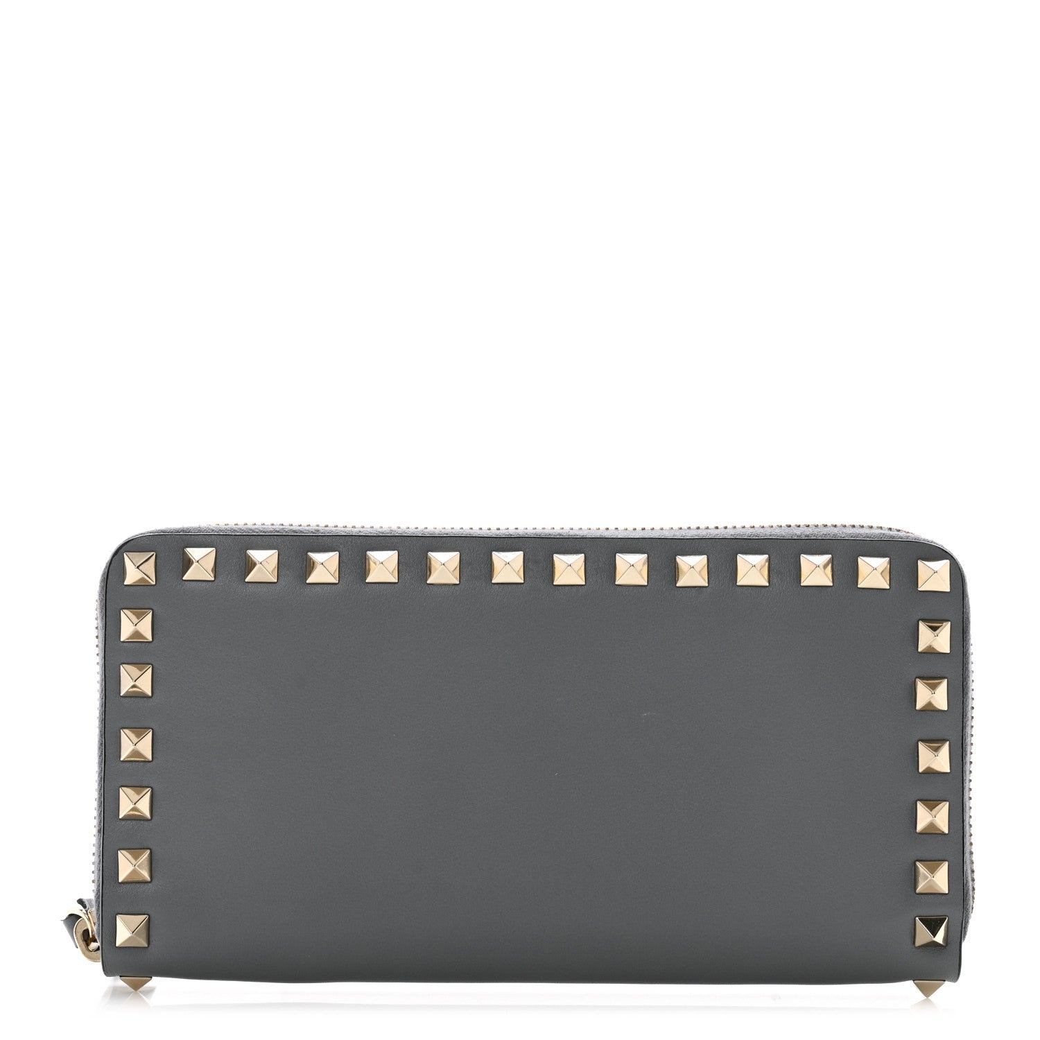 Valentino Garavani Vitello Rockstud Zip Around Wallet Stone 1 of 12