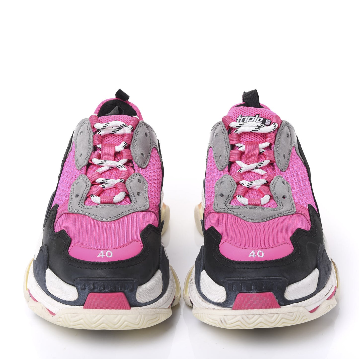 Fabric Mesh Womens Triple S Sneakers 40 Fluo Pink Grey White
