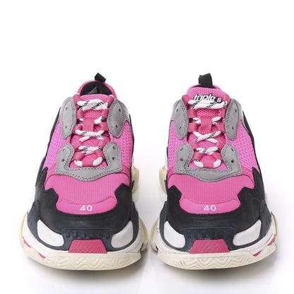 Balenciaga Fabric Mesh Womens Triple S Sneakers 40 Fluo Pink Grey White 2 of 9
