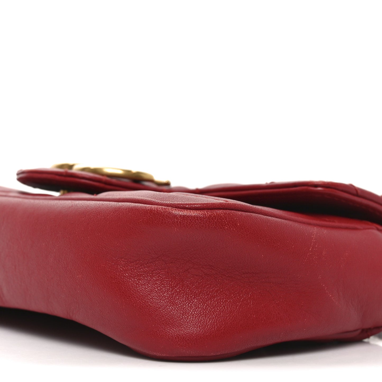 Calfskin Matelasse Super Mini GG Marmont Shoulder Bag Hibiscus Red