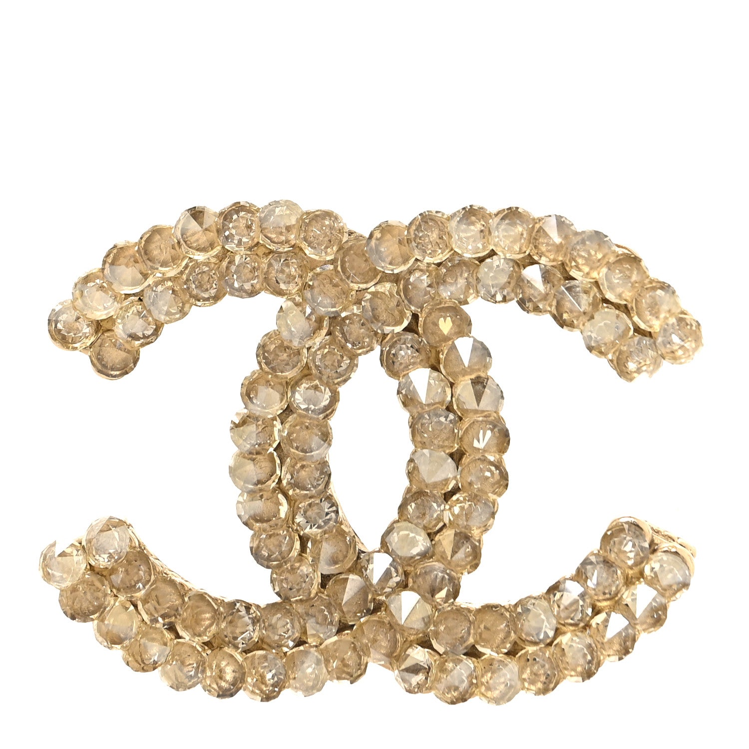 Chanel Metal Crystal CC Brooch Gold 1 of 4