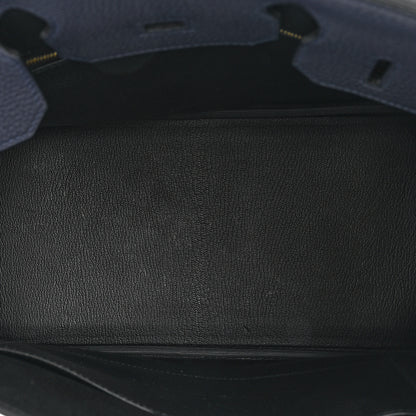 Hermes Togo Horseshoe Birkin 30 Bleu Nuit Black 6 of 9