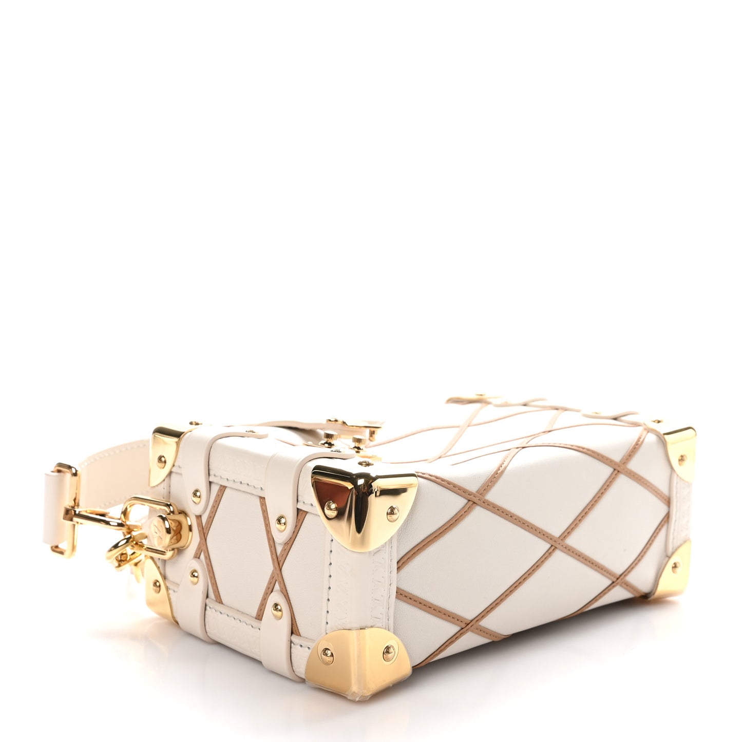 Lambskin Malletage Side Trunk PM Creme Noisette
