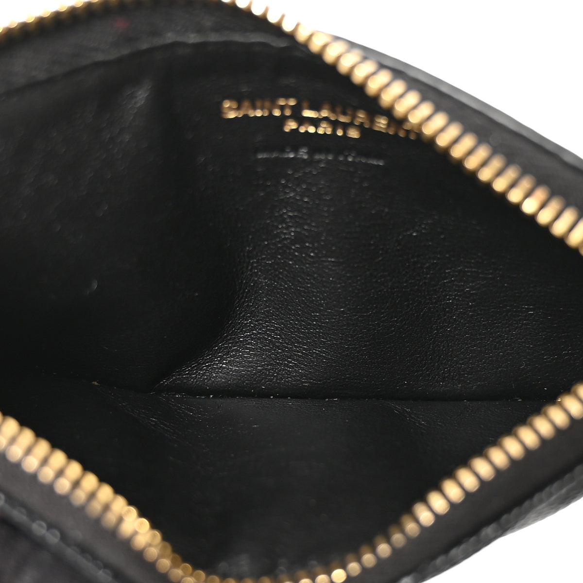 Saint Laurent Grain De Poudre Matelasse Chevron Monogram Fragments Zippered Card Case Black 5 of 6