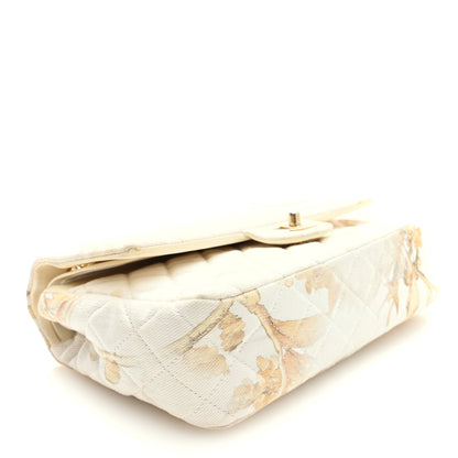 Chanel Denim Floral Printed Medium Double Flap Beige 4 of 10