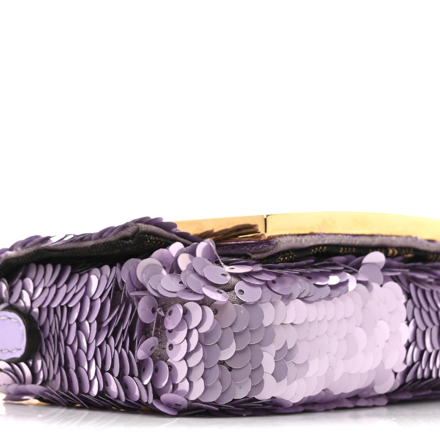 Sequin Paillettes Shiny Nappa Sex and the City Nano Maxi Buckle Baguette Charm Lilla