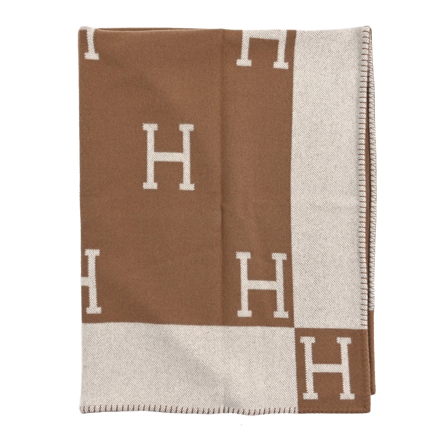 Hermes Wool Cashmere Avalon Blanket Ecru Camel 1 of 3