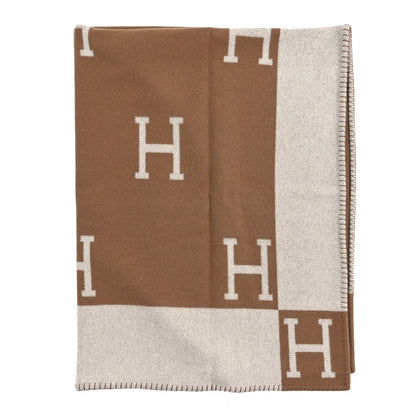 Hermes Wool Cashmere Avalon Blanket Ecru Camel 1 of 3