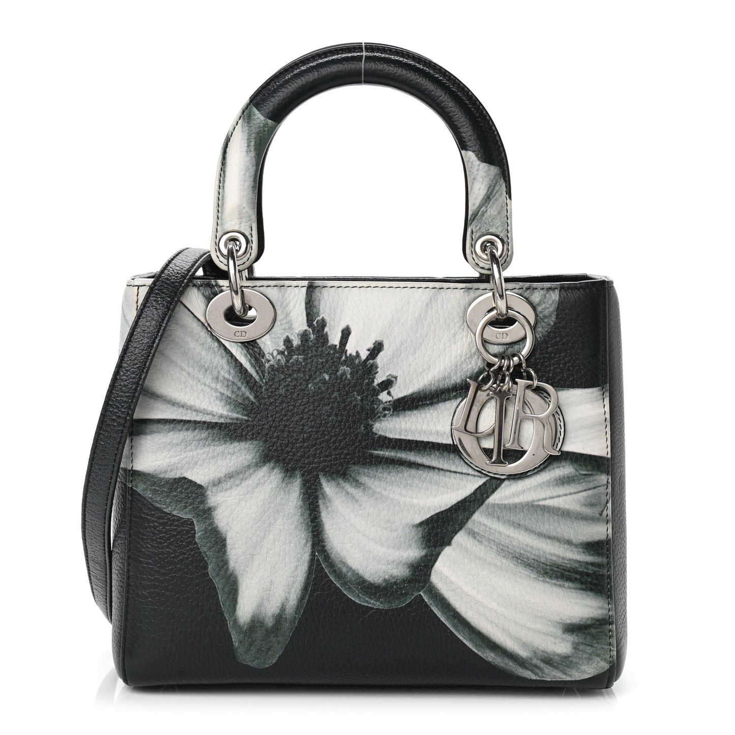 Deerskin Floral Printed Medium Lady Dior Green