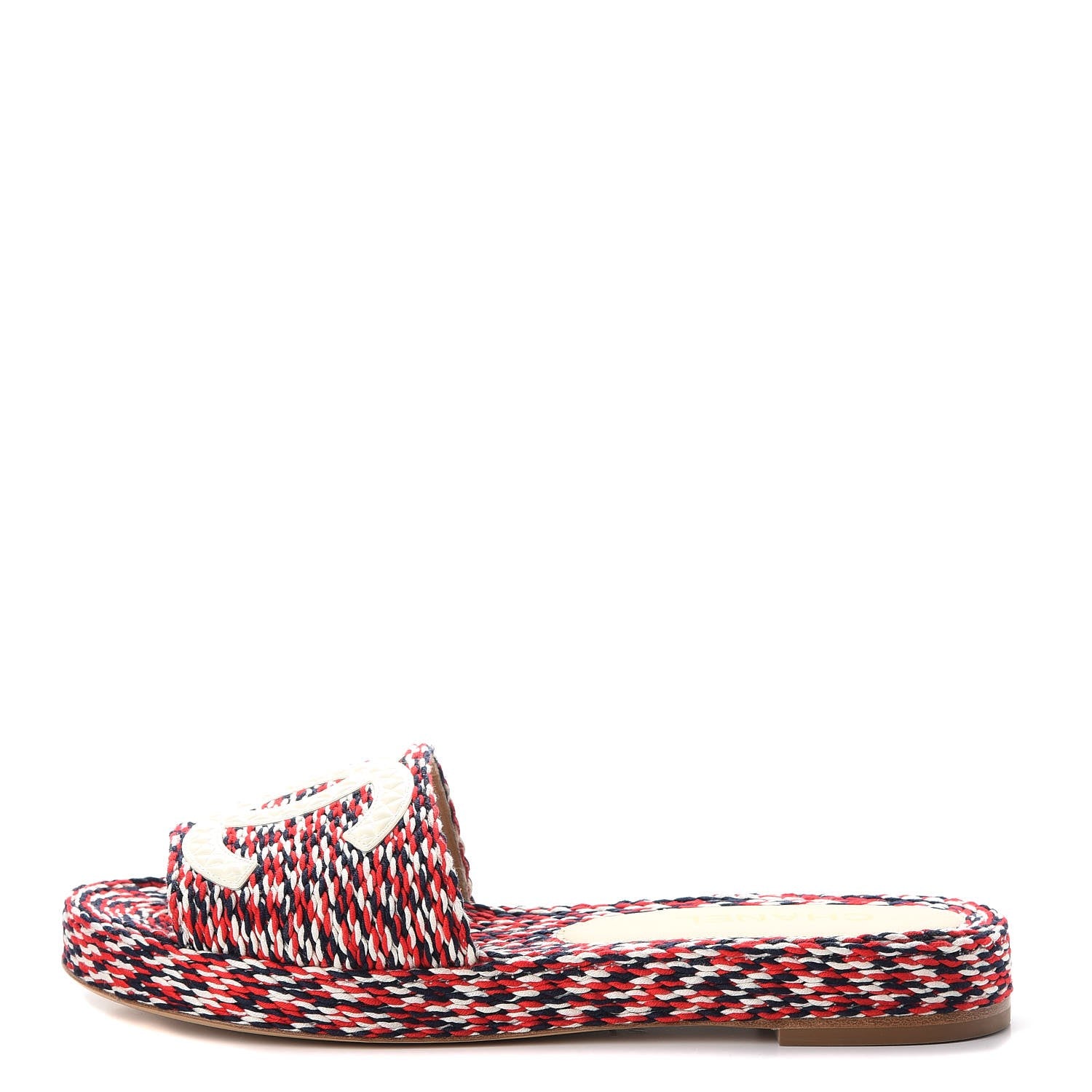 Chanel Cord CC Espadrille Slip On Sandals 41 Red Blue White 1 of 10
